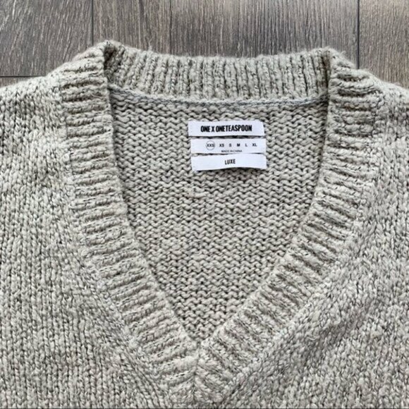One Teaspoon Saints & Roses Sweater Chunky Knit Lace Up V-neck Stone Size XXS - Picture 6 of 16